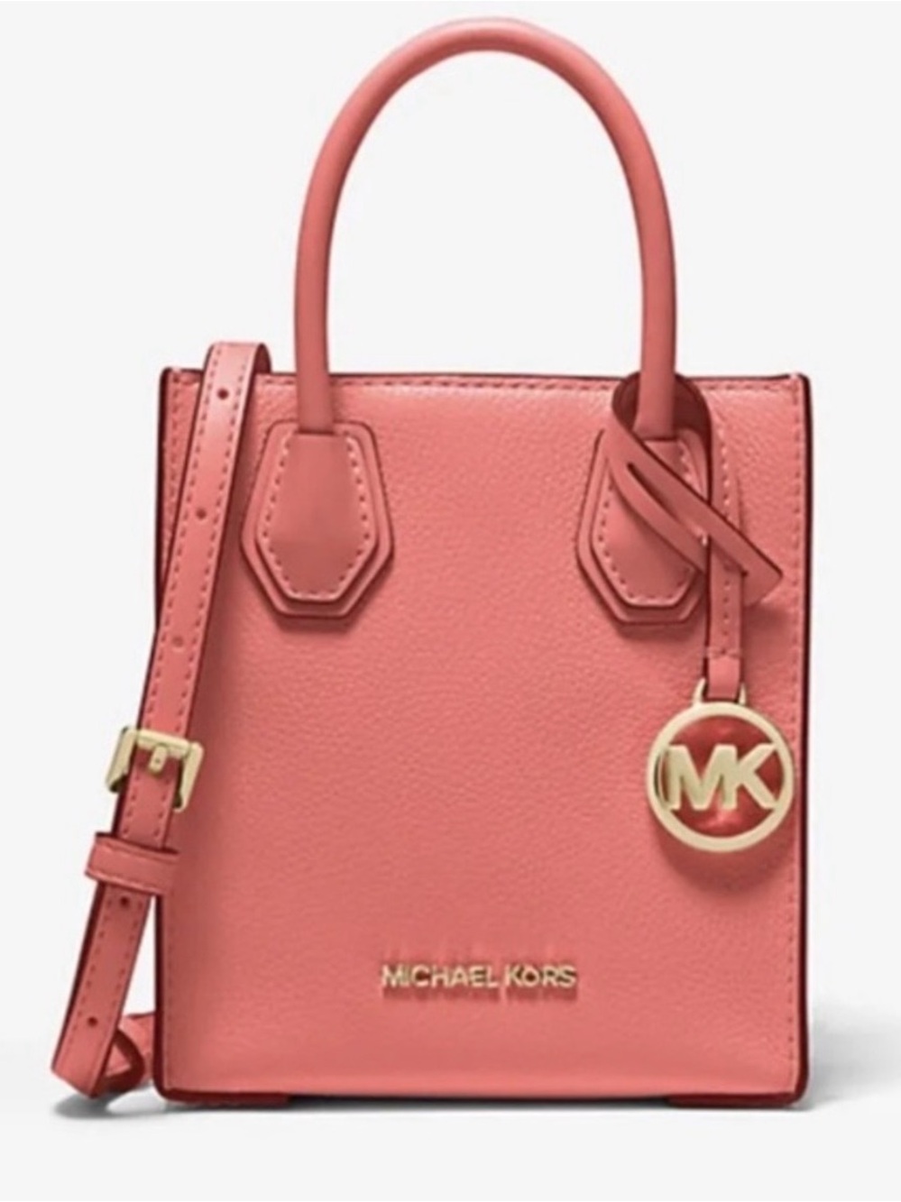 Michael Kors Mercer Extra-Small Pebbled Leather Crossbody Bag - Tea Rose - NWT